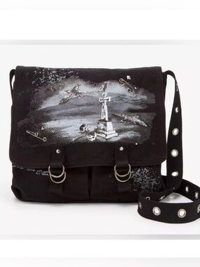 RAVEN GRAVEYARD GROMMET MESSENGER BAG - NWT